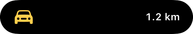 Native compact Journey example: car icon and 1.2 km remaining