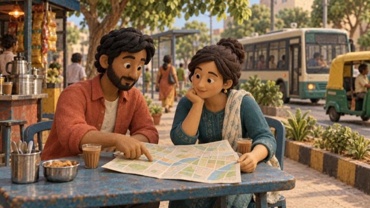 City guide illustration for India