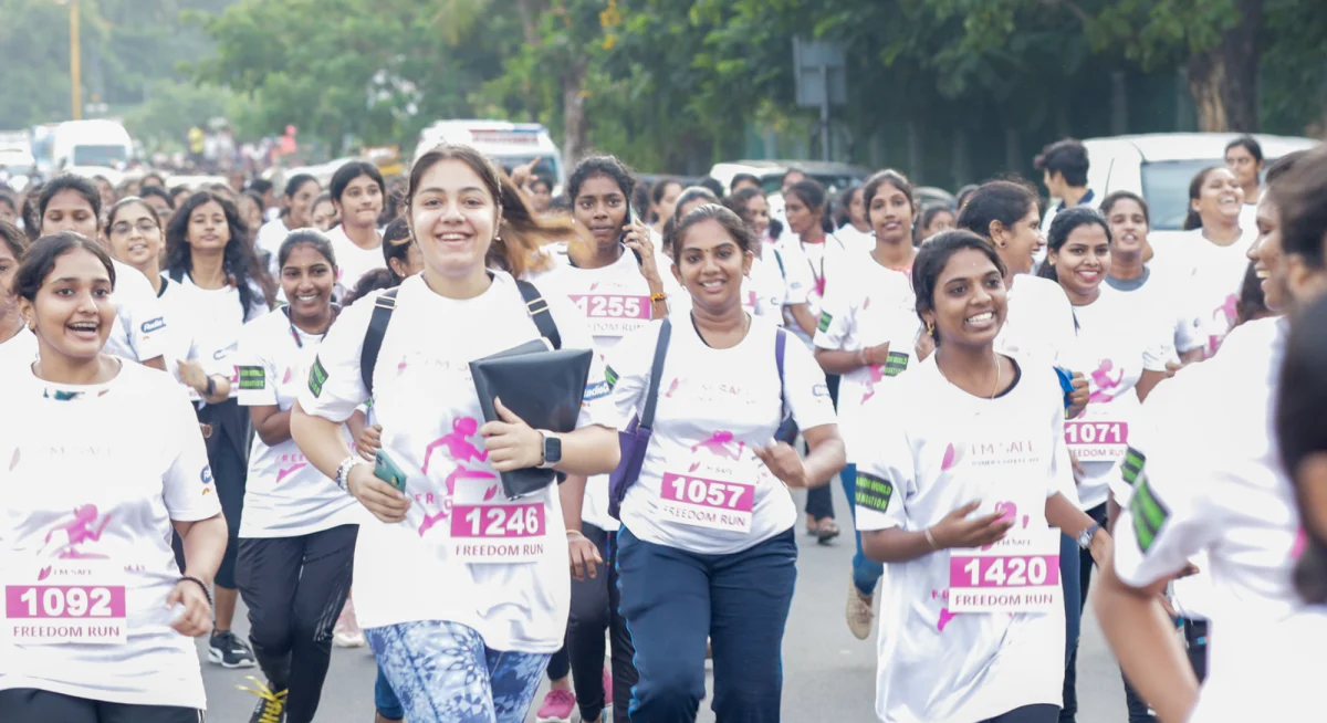 Participants at a women’s safety awareness run.